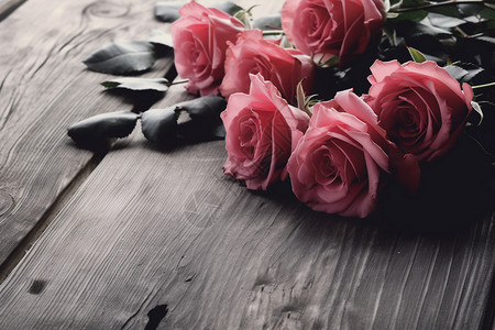 漂亮的粉色玫瑰花束背景图片