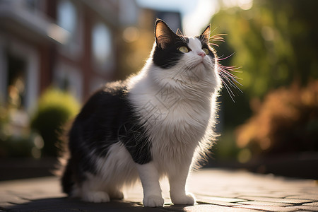 人行道上的猫咪背景图片