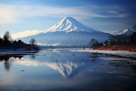 富士山雪景日本富士山冬日雪景背景