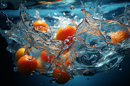 水中飞溅的橙子图片