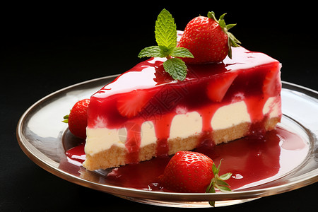 盘子里面的草莓蛋糕图片