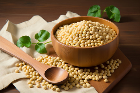 木碗中健康的大豆高清图片