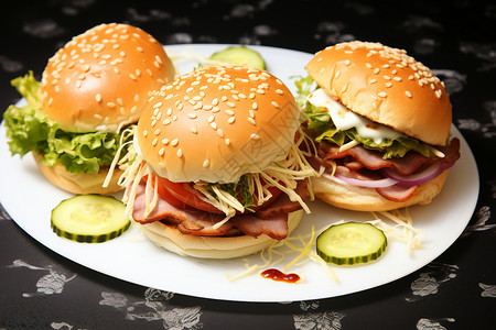 健康营养的汉堡食物背景图片