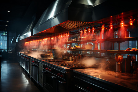 烟雾弥漫的厨房奇景背景图片