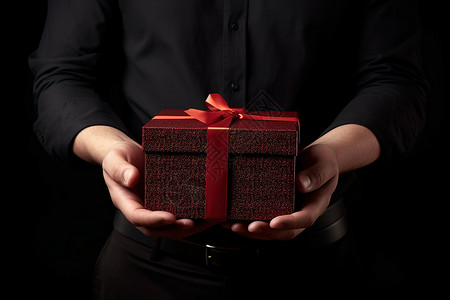 手拿的红色礼品盒图片