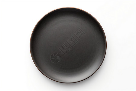 木板盘黑色圆边陶瓷盘背景