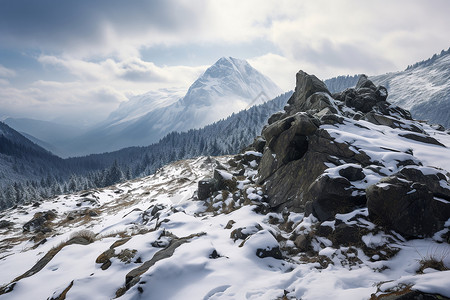 山峦上的积雪图片