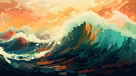 海浪冲击海岸背景图片