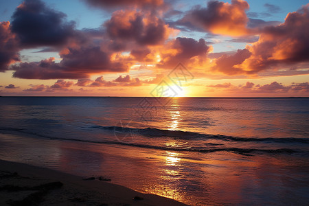 海面上的落日背景图片
