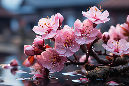 一朵桃花一束粉色花朵背景