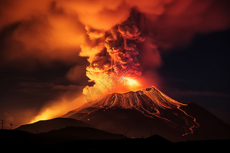 一座火山喷发高清图片