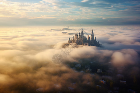 哥特式城市云中城堡设计图片