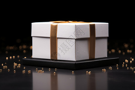 金色丝带礼物盒背景图片