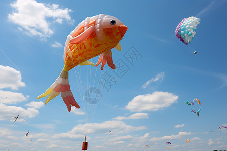 鱼形气球一只巨大的鱼形风筝背景
