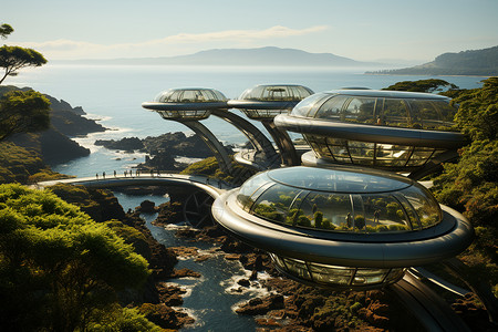 海车海面上的未来建筑设计图片