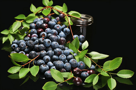 新鲜秋季葡萄新鲜采摘的蓝莓果实背景