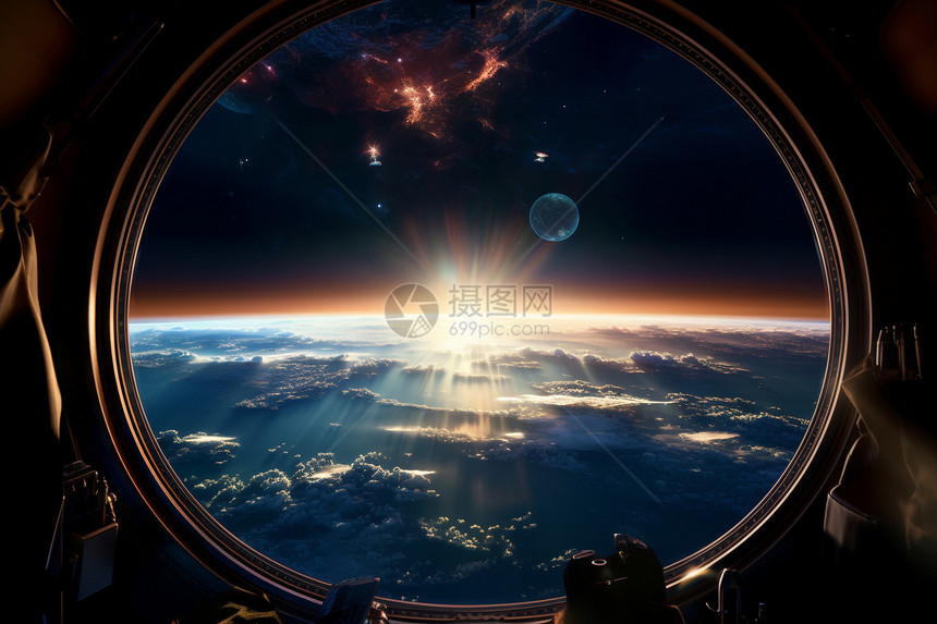 太空站窗外地球的美景图片