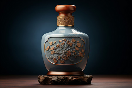 青瓷雕花酒瓶图片素材