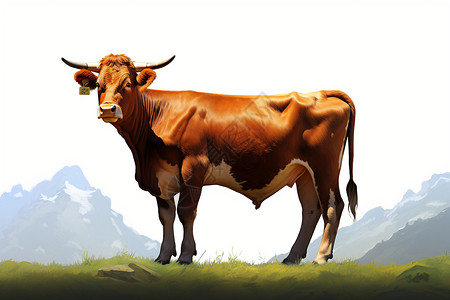 牧场饲养的棕色奶牛图片