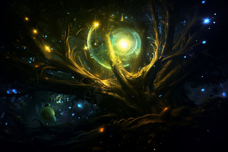 树杈上的光球背景图片