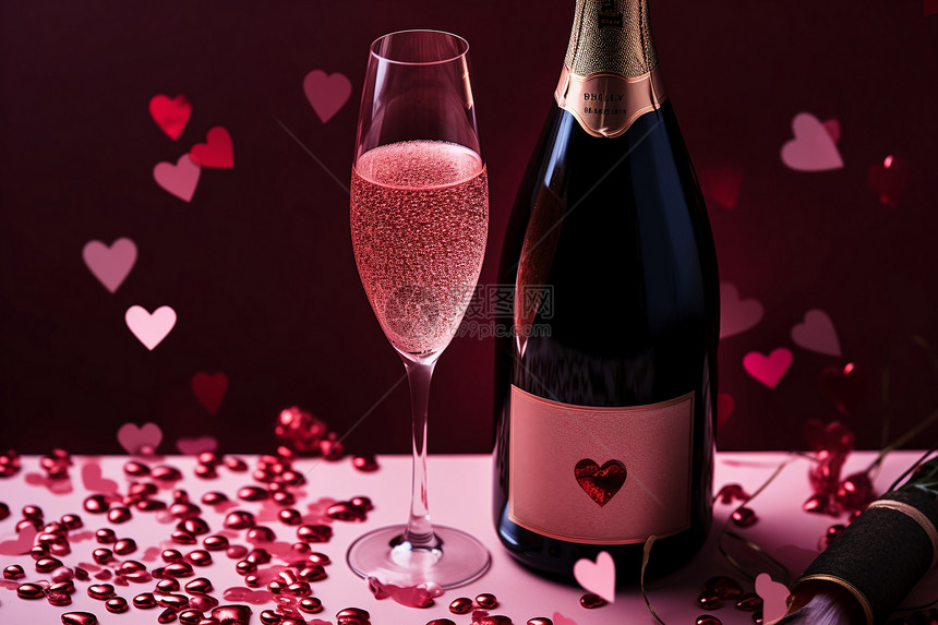 庆祝情人节的仪式感香槟图片