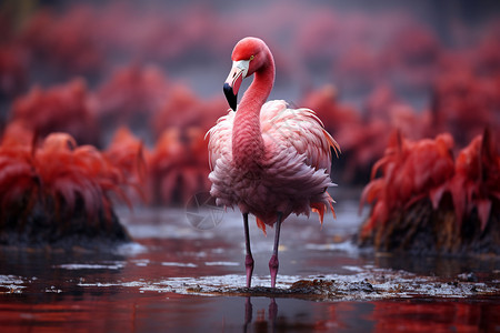 红湖上的火烈鸟高清图片
