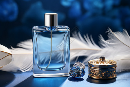 一瓶蓝色香水背景图片