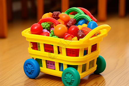 儿童的彩色塑料推车玩具图片