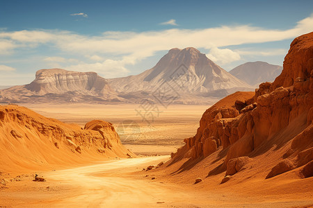 沙漠公园寂静荒漠的群山背景