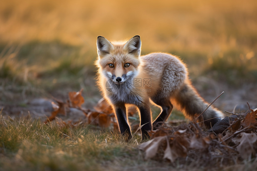 狐狸在草地上图片