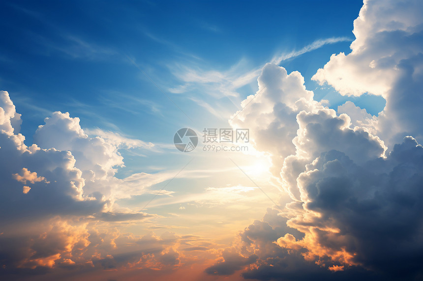 云层中的阳光图片