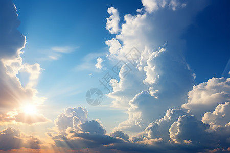 月牙与云朵夏日里的蓝天与云朵背景