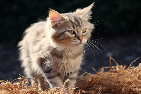 室外晒太阳的宠物猫咪图片