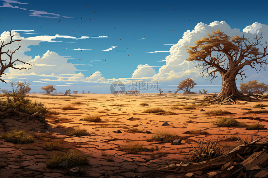 阳光照射下绽放的沙漠地区图片