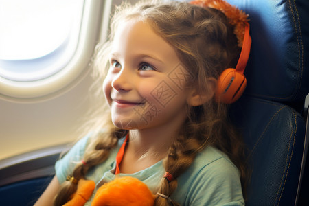 快乐飞行的外国小女孩图片
