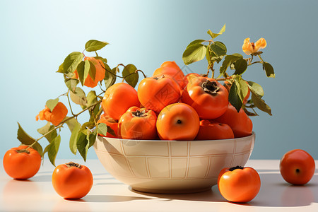 美味多汁的柿子水果高清图片