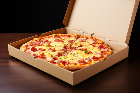 比萨盒盒子中美味的披萨背景