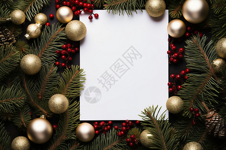 圣诞节装饰树上的空白卡片背景图片