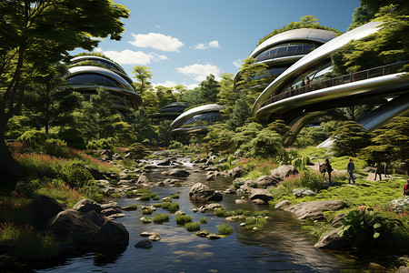 生态景观生态友好的未来派城市景观设计图片