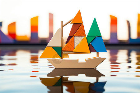 儿童创造力的七巧板帆船图片