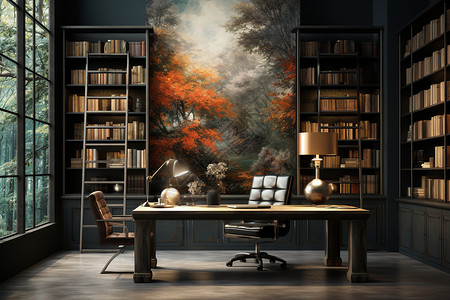 现代艺术的家居书房背景图片