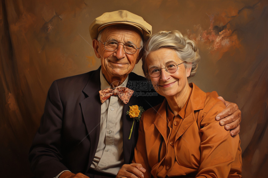 年迈的老年夫妇图片