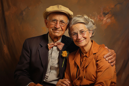 老年照片素材年迈的老年夫妇插画