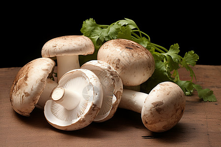 餐桌上的新鲜蘑菇食材图片