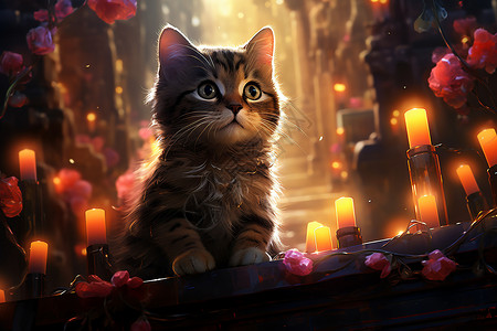 可爱的油画猫图片
