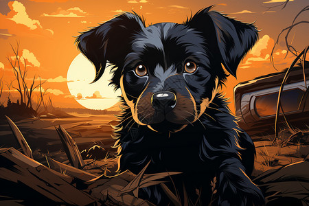 创意艺术的手绘宠物小狗插图图片