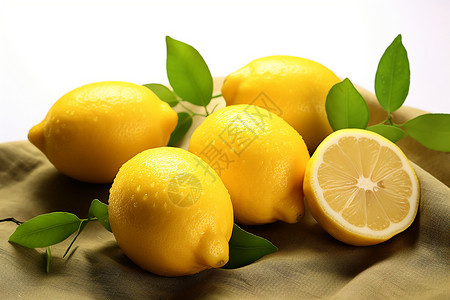 新鲜采摘的柠檬水果背景图片