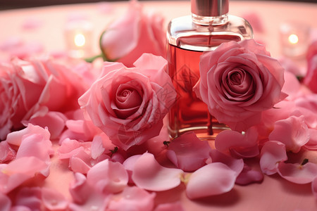 浪漫花香的玫瑰精油背景