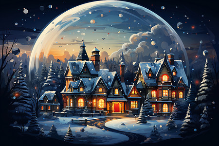 迷人圣诞村庄背景图片
