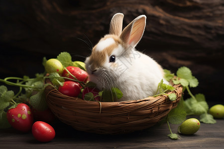 切萝卜兔子篮筐里的兔子背景